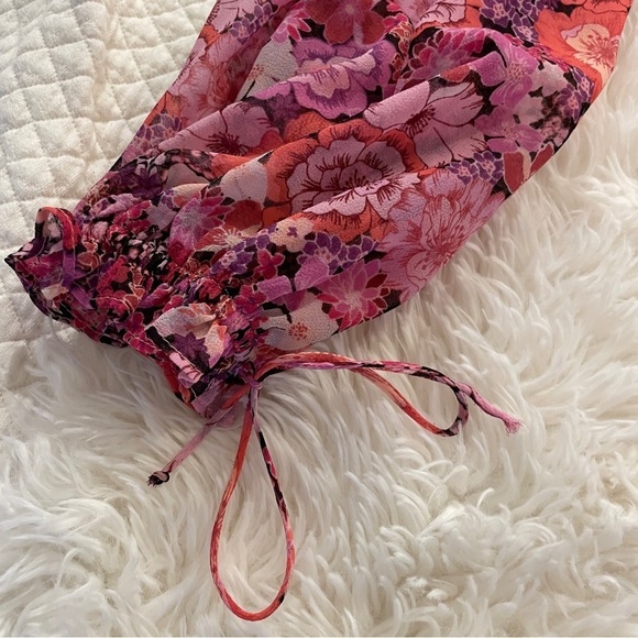 For Love & Lemons Grace Blouse Carnation Floral Small Pink - Picture 4 of 9